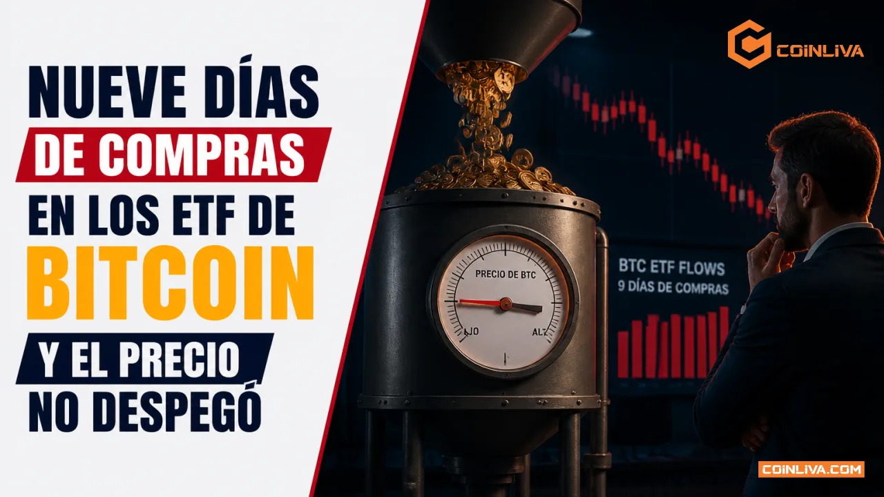 Nueve días de compras en los ETF de bitcoin y el precio no despegó