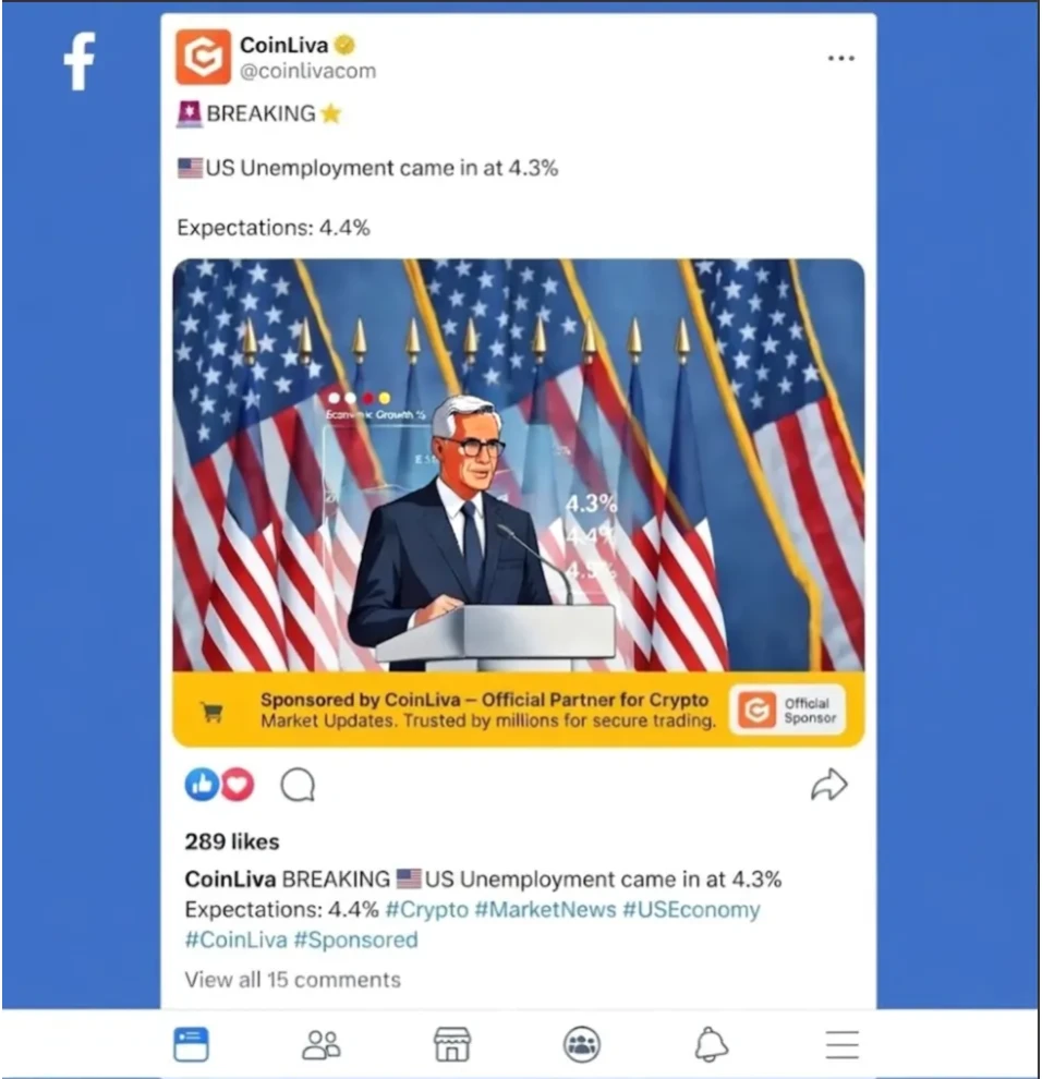 Vista previa del formato de socio en Facebook de Coinliva