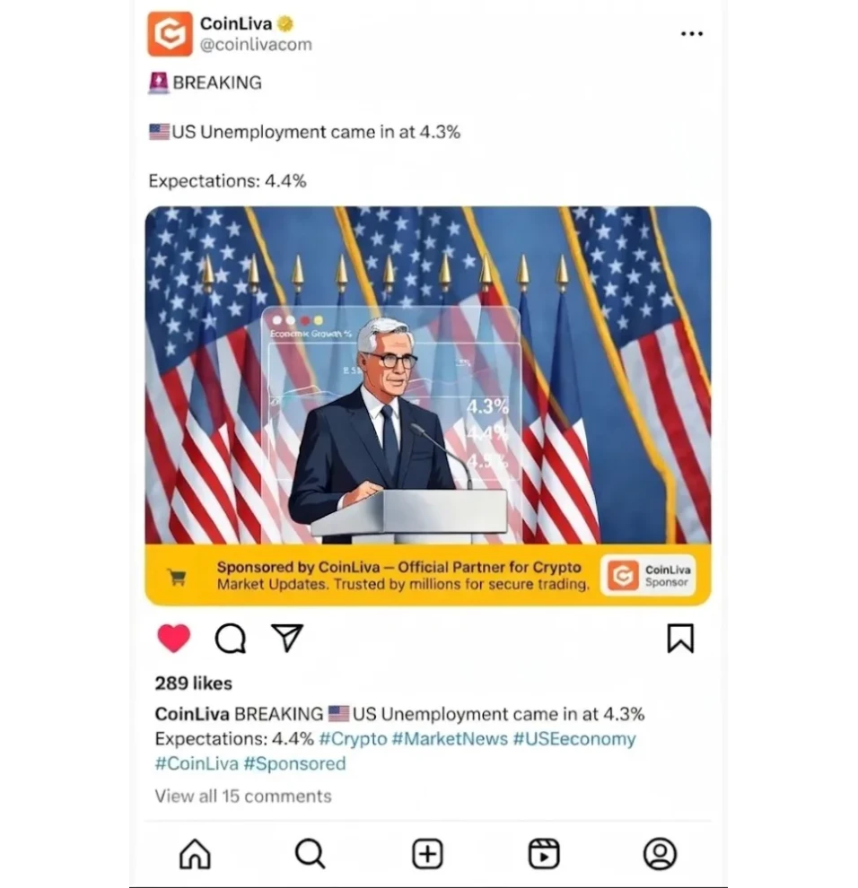 Vista previa del formato de socio en Instagram de Coinliva